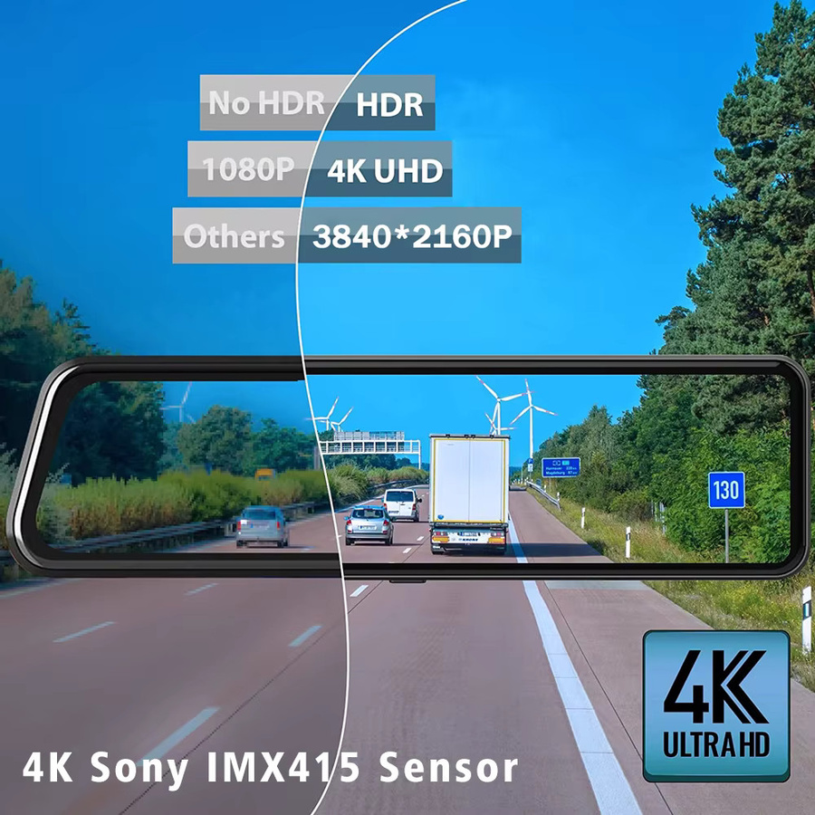 MYOLSD 4K Dash Cam mit GPS und WIFI, Dual Objektiv Auto Dashcam mit Rückfahrfunktion, Schwarz - Bild 2