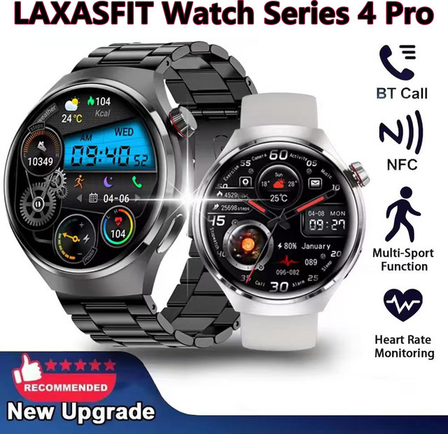 LAXASFIT Smartwatch, Edelstahl, Schwarz, Herren - Bild 1