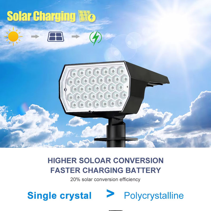 RGB Solar Scheinwerfer Outdoor mit 20 LED, wasserdichter LED Landschaftsstrahler in Schwarz für Garten und Terrasse mit Farbwechselfunktion - Bild 3