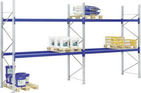 Bito Paletten-Komplettregal-Set P2 mit 2 Ebenen, Farbe: Enzianblau, H x B x T: 550 x 1430 x 110 cm, Tragkraft 600 kg - Bild 1