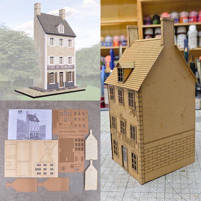 CorMake Miniatur-Café-Gebäude, Architekturmodell, Maßstabsmodellbausatz, 1/72 - Bild 1