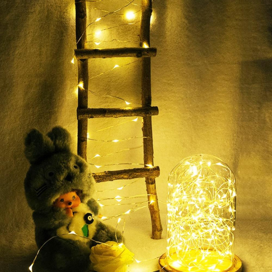 OuuZuu USB LED Lichterkette mit Kupferdraht in Silber und Rot für Weihnachten, Hochzeit und Party, wasserdicht für Innen- und Außenbereich - Bild 5