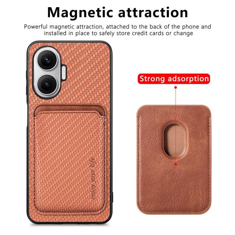 Xiaomi POCO F7 5G Magnetische Carbonfaser Hülle mit Geldbörse und Kartenhalter für kabelloses Laden - Bild 2