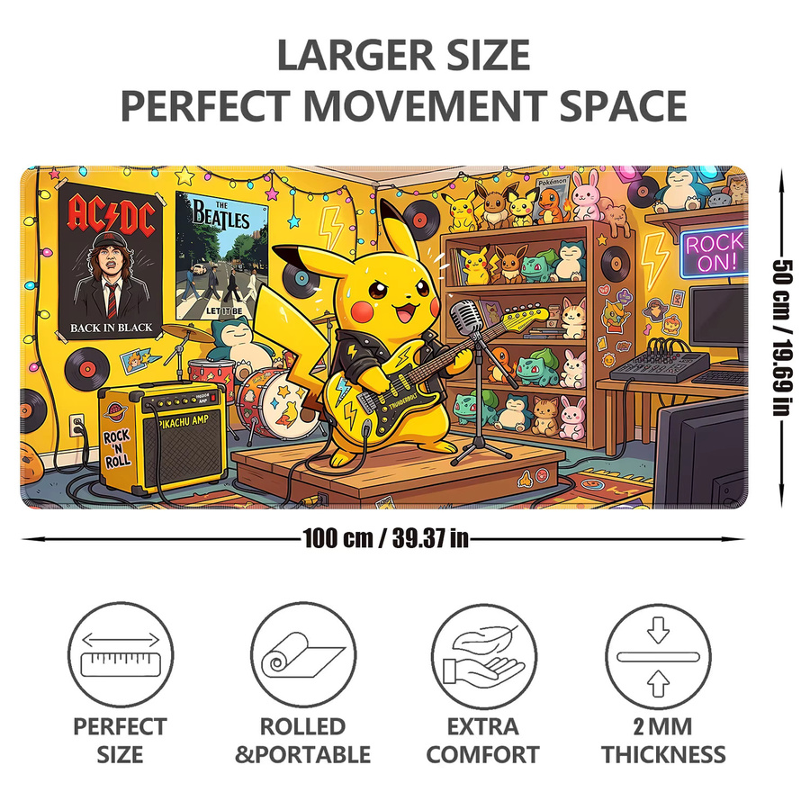 Bandai Pikachu Anime Mauspad aus Gummi in Multicolour, rutschfeste Gaming-Schreibtischunterlage für PC-Gamer - Bild 2