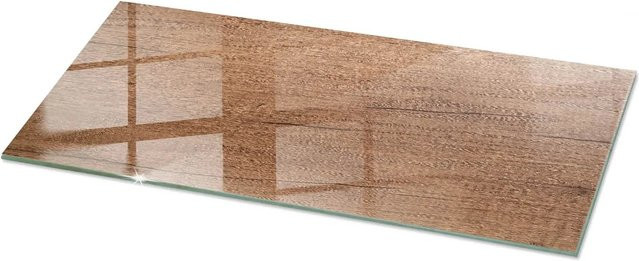 Tulup Couchtischplatte aus Glas in Braun mit natürlichem Holzmuster, Rechteckig, B: 125 cm, T: 50 cm - Bild 1