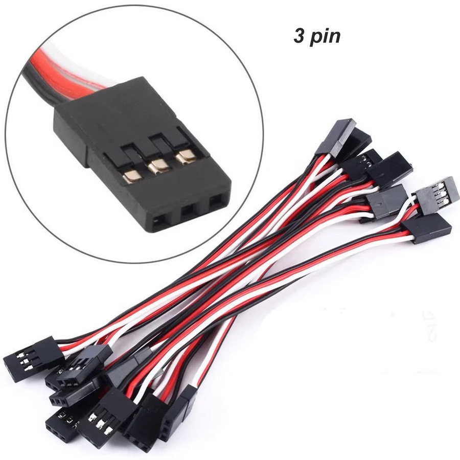 10er Set Servo Verlängerungskabel mit Stecker auf Stecker für JR Stecker, Farbe: Schwarz, geeignet für Flugzeuge, Quadcopter und Spielzeugautos - Bild 2