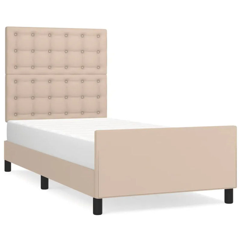 Vidaxl Polsterbett mit Kopfteil aus Kunstleder in Beige und Braun, B/T: 100 x 200 cm - Bild 2