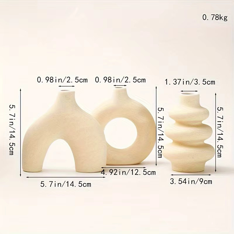 PGY Keramikvasenset in Weiß, dekorative Vasen für Tischdekoration im minimalistischen Design - Bild 2
