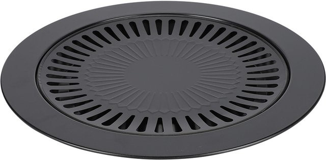 Runde Antihaft Barbecue Pan von mfySpace aus Eisen in Schwarz für rauchfreies Grillen - Bild 1