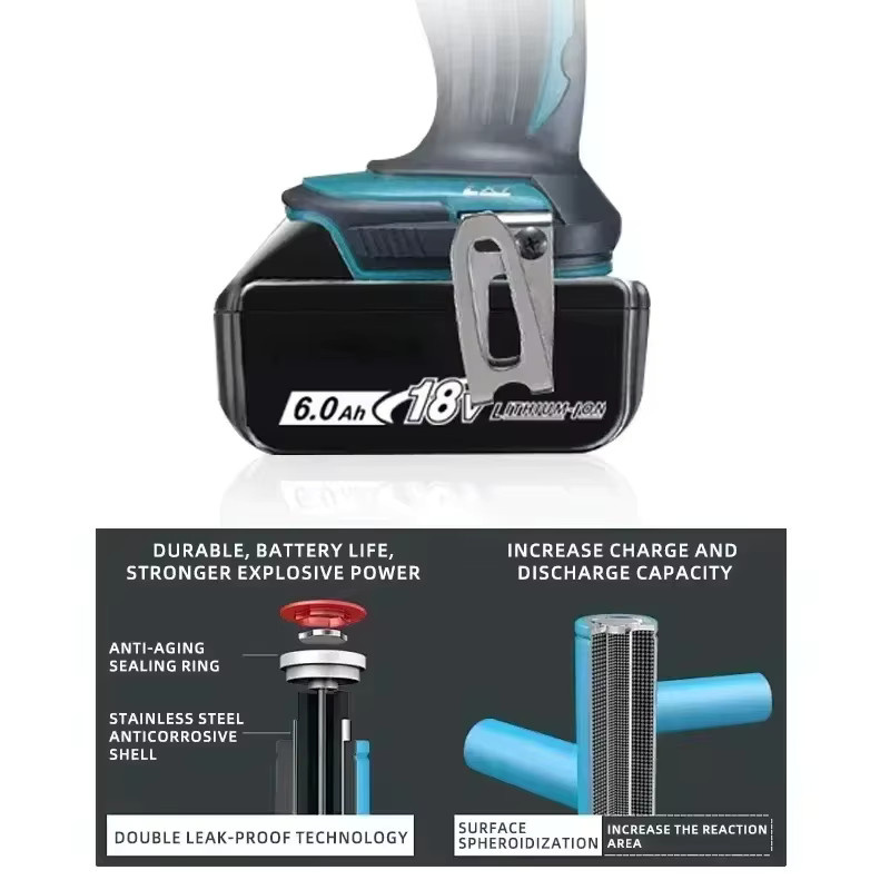 Makita 18V Li-Ion Akku 6Ah mit Akku-Indikator in Blau und Schwarz für Elektrowerkzeuge (BL1830 BL1840 BL1850) - Bild 5