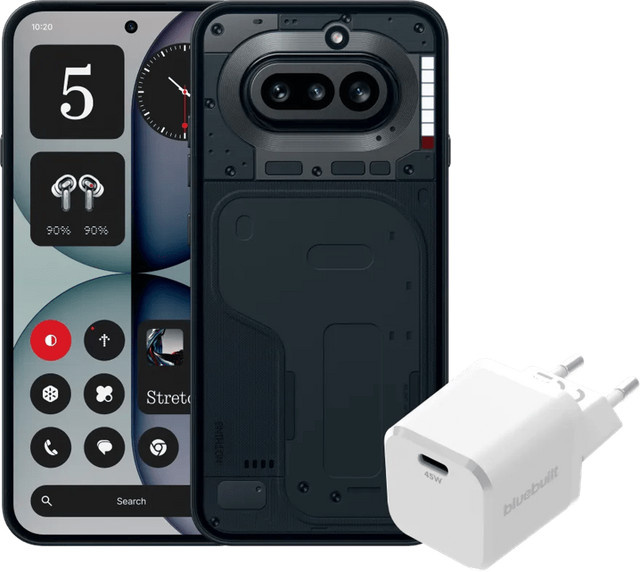 Nothing Phone (4a) 256GB Schwarz 5G mit BlueBuilt USB-C Ladegerät 45W Weiß - Bild 1