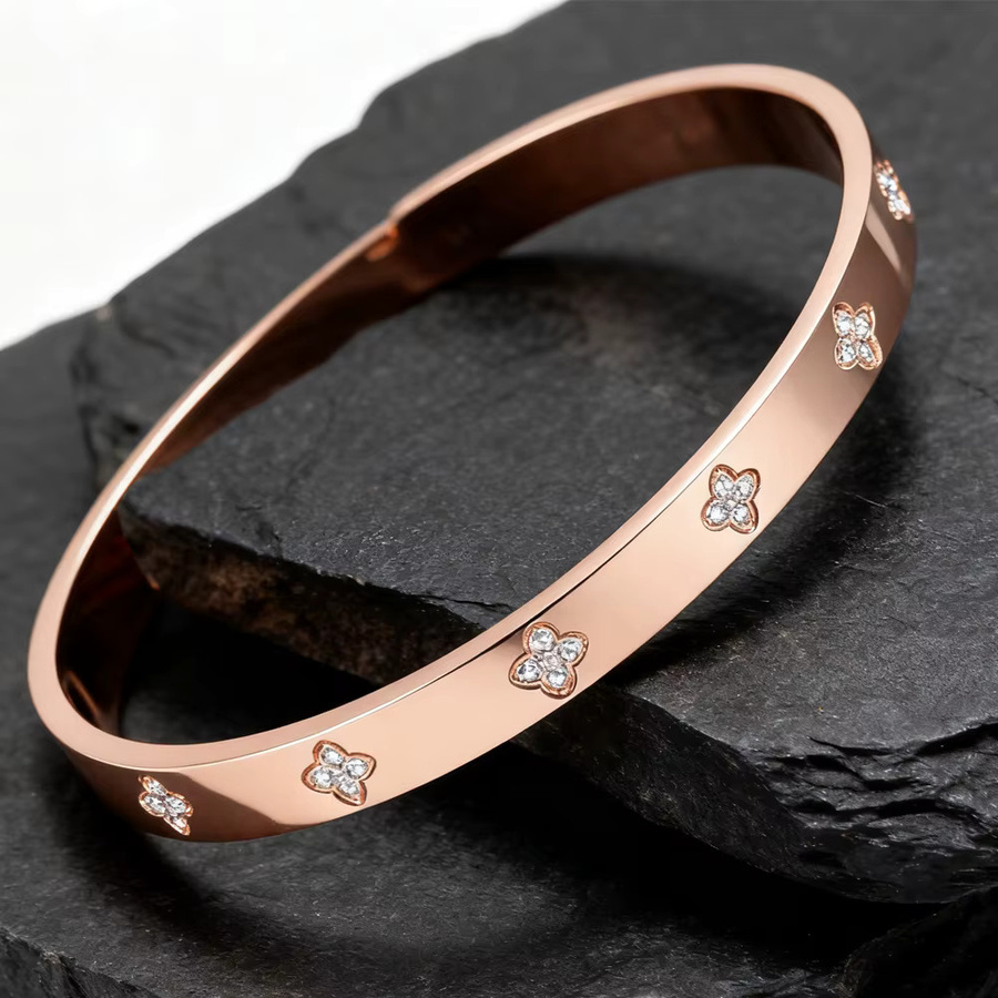 YILUOCD Armreif Edelstahl, Roségold, Zirkonia, Damen - Bild 1