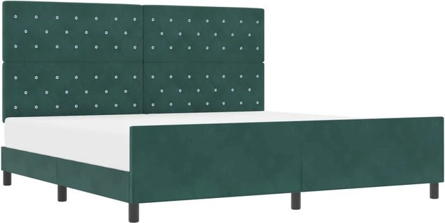 vidaXL Boxspringbett mit Kopfteil in Dunkelgrün aus Samt, B/T: 200 x 200 cm - Bild 1