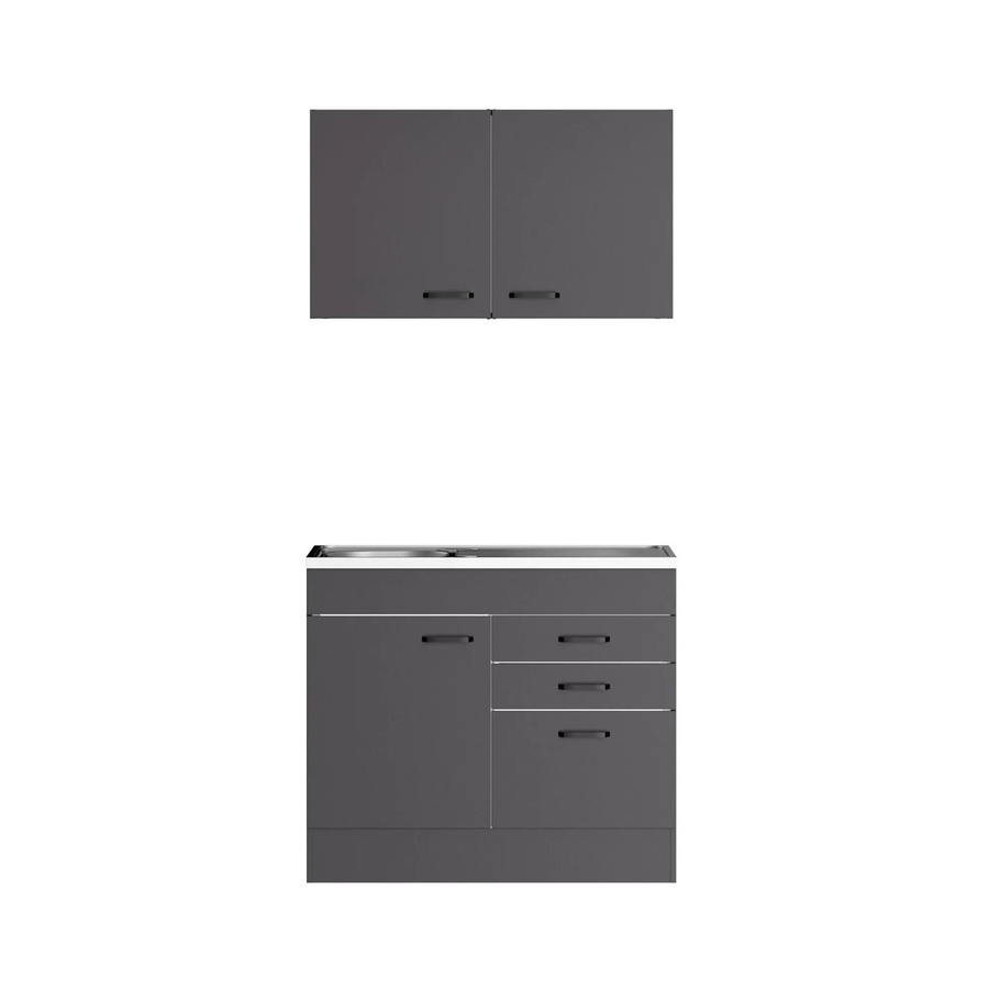 OPTIFIT Miniküche Kiel420 in Anthrazit Matt mit modernem Design, B/T/H: 100 x 60 x 210 cm - Bild 2