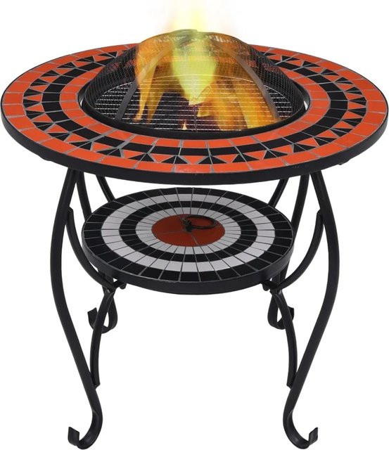vidaXL Feuertisch mit Mosaik-Keramik in Terracotta und Weiß, Durchmesser: 68 cm - Bild 1