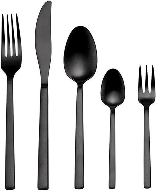 ECHTWERK Tafelbesteck Set PURE BLACK aus Edelstahl, 30-teilig, Schwarz Matt - Bild 1