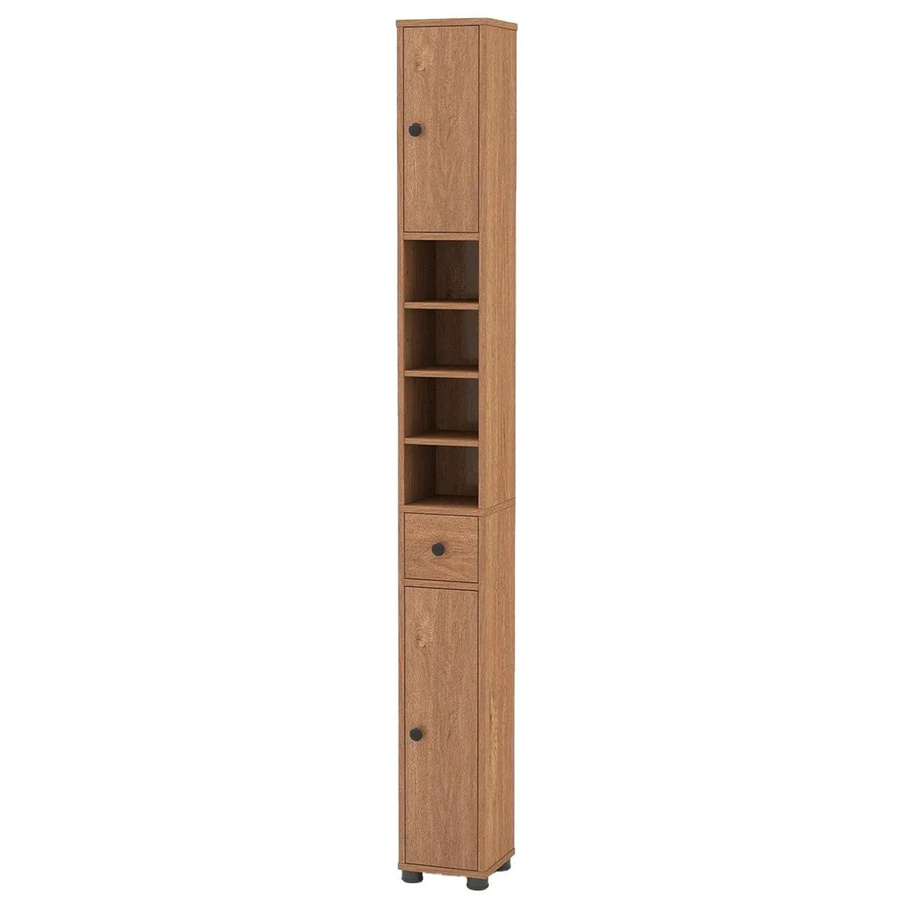 Costway Badschrank schmal in Natur mit 2 Türen und Regalfächern - Bild 2
