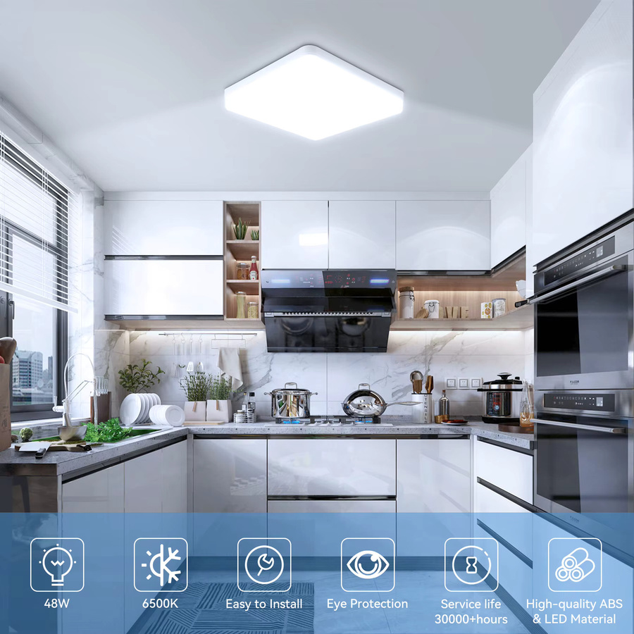 Moderne quadratische LED-Deckenleuchte von DIBILUN in Weiß für Wohnzimmer und Schlafzimmer - Bild 2