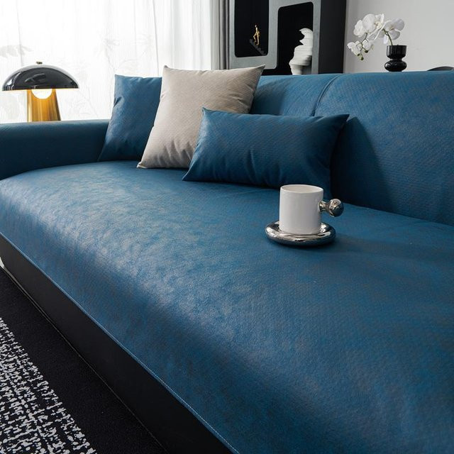 Wasserdichter Sofabezug von HOMEMOTION in Blau mit Armlehnen-Abdeckung, rutschfeste Mikrofaser-Sofakissen-Kombination für Kinder und Haustiere, Breite: 90 cm, Länge: 120 cm - Bild 1