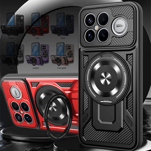 Heavy Duty Schutzhülle für Xiaomi Poco F8 Ultra und Poco F8 Pro mit Ring-Ständer und Halterung in Schwarz und Gold - Bild 1