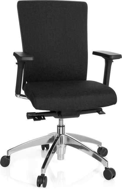 hjh OFFICE Profi Bürostuhl ASTRA BASE in Schwarz mit Stoffbezug, Armlehnen und höhenverstellbarer Sitztiefe - Bild 1