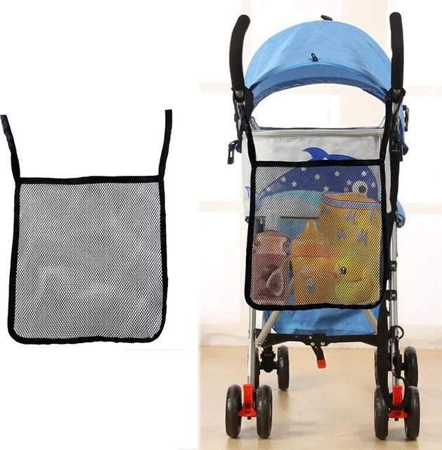 MoShuBe Baby Kinderwagen Organizer aus Mesh in Schwarz mit Getränkehalter und Aufbewahrungstasche für Flaschen und Snacks - Bild 1