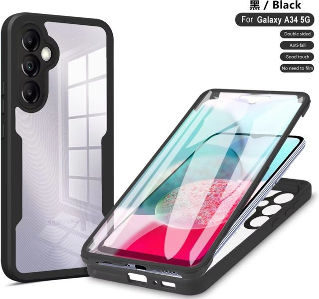 360 Grad Vollschutz Schutzhülle für Samsung Galaxy A55 A35 A15 A05 5G sowie A56 A36 A16 A06 in Schwarz oder Rot - Bild 1