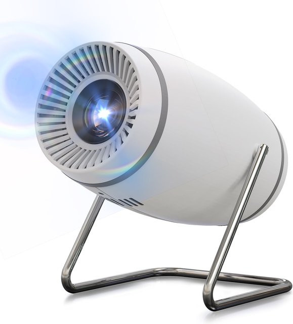 FEARWIKY Tragbarer 4K Mini-Projektor mit 10000 Lumen, LED Full HD Heimkino mit WiFi und Bluetooth, Weiß - Bild 1