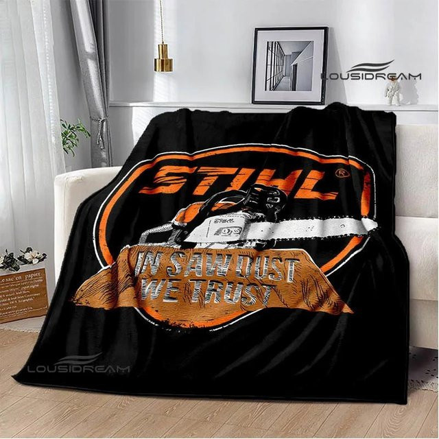 Magic Zhu Stihl Logo Flanell-Picknickdecke mit 3D-Druck, Schwarz, B/T: 100 x 150 cm - Bild 1