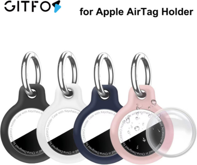 GITFOS TPU-Hülle für Apple AirTag mit Schlüsselanhänger in Schwarz - Bild 1