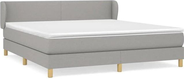 vidaXL Boxspringbett Hybrid mit Matratze und Kopfteil, Grau, B/T/H: 160 x 200 x 103 cm - Bild 1