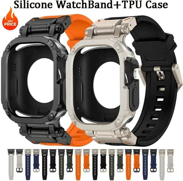 CAOWTAN Uhrenarmband und TPU-Hülle, Silikon, Apple Watch, Unisex - Bild 1