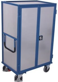 VARIOfit Etagenwagen mit 4 Etagenböden und Doppelflügeltür in Blau aus Stahlblech, Breite: 104,5 cm, Tiefe: 68,5 cm - Bild 1