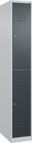 C+P Doppelstock-Spind Classic PLUS mit 1 Abteil, Stahlkonstruktion, Grau/Anthrazit, H x B x T: 185 x 30 x 50 cm, mit Zylinderschloss und Kleiderstange - Bild 1