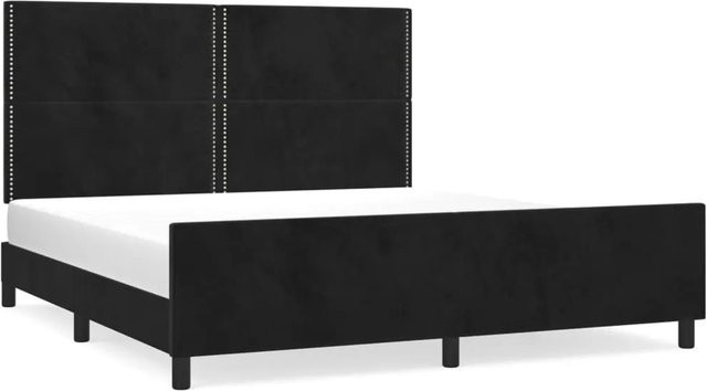 vidaXL Bettgestell mit Kopfteil aus Samt in Schwarz, B/T/H: 186 x 186 x 118 cm - Bild 1