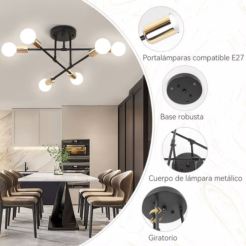 CHENBEN LED Kronleuchter Modern Rund in Schwarz und Weiß aus Metall und Glas für Wohnzimmer, Esszimmer und Küche - Bild 4