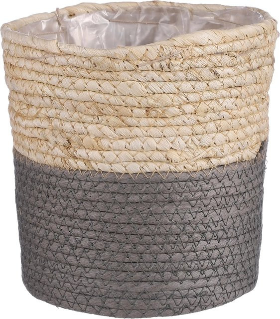Mica Decorations Korb Rachel aus Seegras, rund, Grau, Durchmesser: 18 cm, Höhe: 18 cm - Bild 1