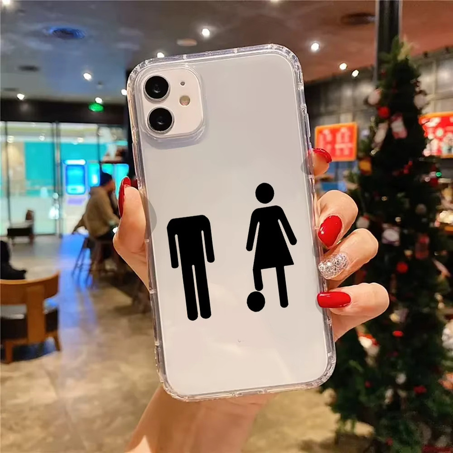 Transparente Silikon-Handyhülle mit schwarzem humorvollem Strichmännchen-Muster für Apple iPhone 17 Air 16 15 14 13 12 11 Pro Max XS X XR 15 Plus - Bild 2