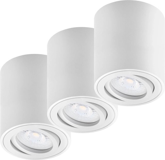 Oktaplex 3er Set Lile M Alu Aufbaustrahler in Weiß mit schwenkbaren LED-Modulen Warmweiß 3000K - Bild 1