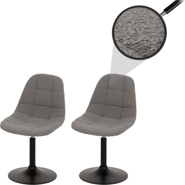 2er-Set MCW Esszimmerstuhl A60 Drehstuhl mit Bouclé-Stoff in Grau und Stahlgestell - Bild 1