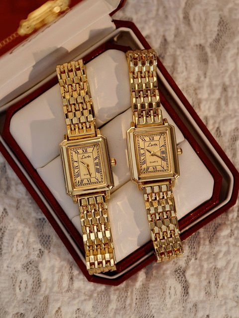 LSVTR Armbanduhr, Quarz, Edelstahl, Gold, Rechteckig, Damen - Bild 1