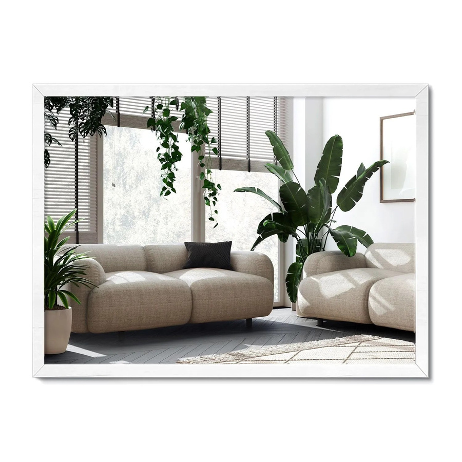 Wallfluent Wandspiegel Rechteckig mit MDF-Holzrahmen, Weiß, B: 60 cm, H: 80 cm - Bild 2
