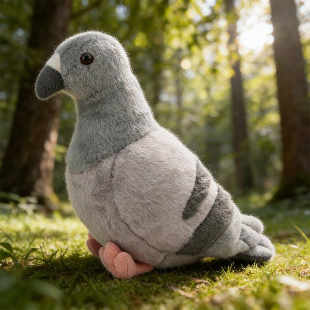 Molutian Realistische Tauben-Plüschtiere in Weiß und Grau - Bild 1