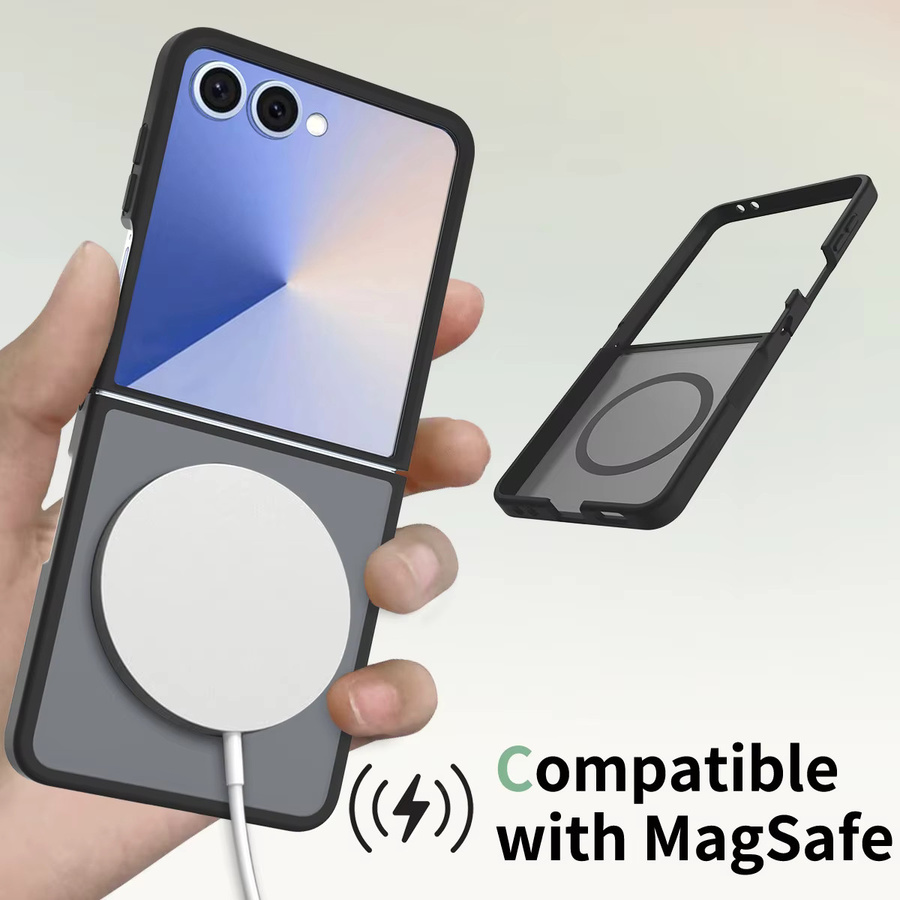 Samsung MagSafe Handyhülle für Galaxy Z Flip 7, Z Flip 6 und Z Flip 7 FE aus PC TPU Hybrid, stoßfest und matt, Farbe: Schwarz - Bild 2