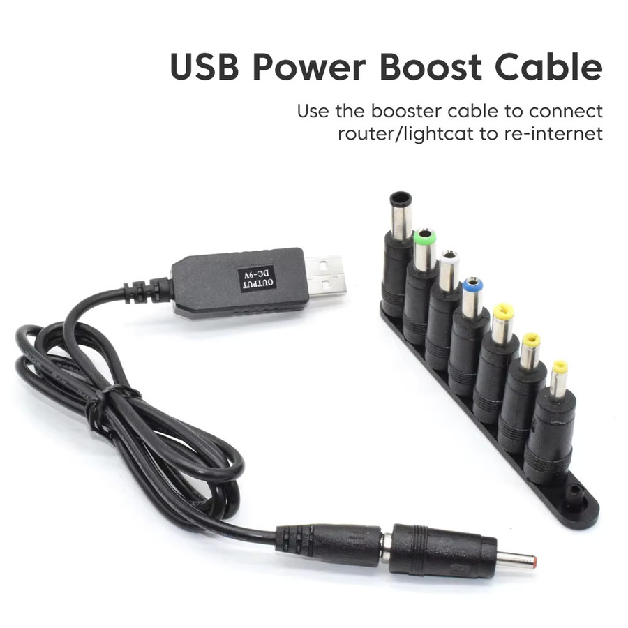Olaf USB-zu-DC Spannungswandler-Kabel Schwarz mit USB-A und USB-C für WLAN-Router, Modem, Lüfter, Lautsprecher und Kamera zur Umwandlung von 5V auf 9V oder 12V - Bild 2
