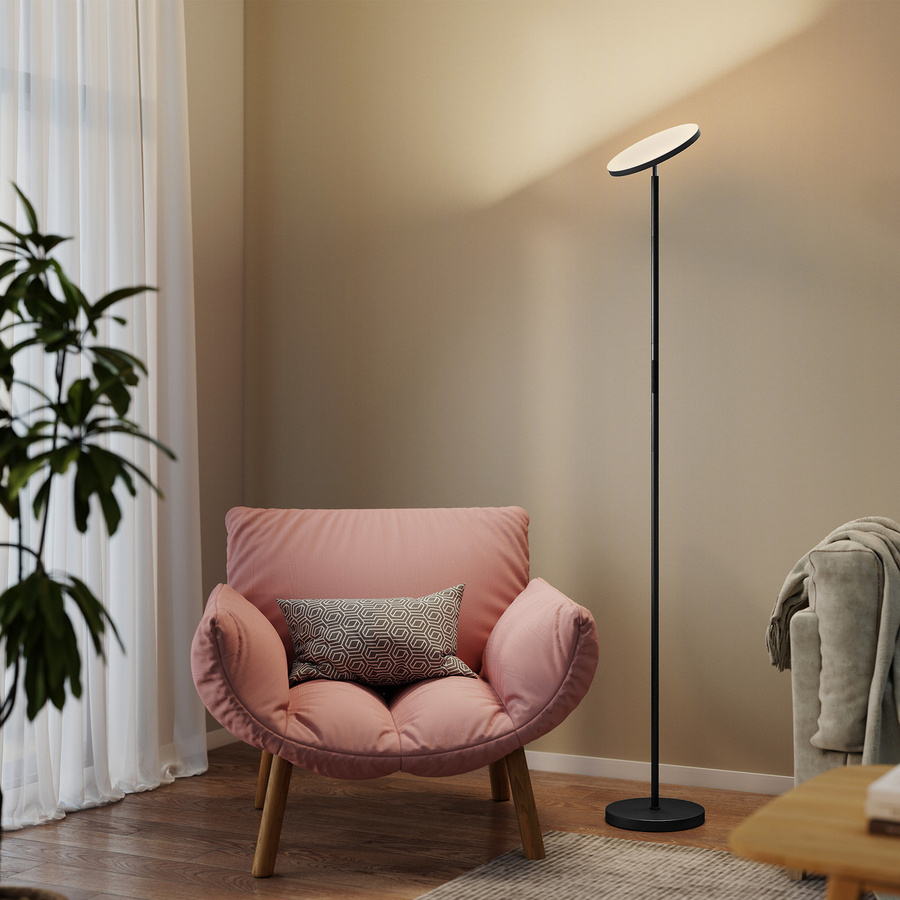 HOMCOM RGB Stehlampe in Schwarz mit dimmbarer LED, Fernbedienung, Touch-Steuerung und 350 Grad drehbarem Lampenkopf - Bild 2