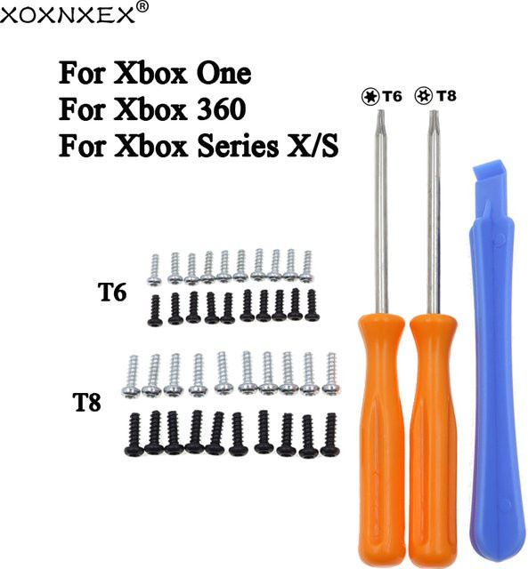 XOXNXEX Ersatzschrauben-Set für Xbox One S und Xbox One Slim Controller in Silber inklusive T8 und T6 Schraubendreher - Bild 1