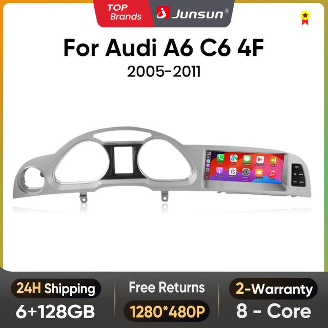 Junsun 8,8 Zoll CarPlay Multimedia Radio für Audi A6 C6 4F 2005-2011 mit Bluetooth, Android Auto und GPS in Schwarz - Bild 1