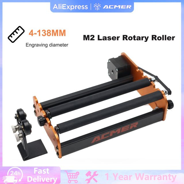 ACMER M2 Laser-Rotationswalze universelles Y-Achsen-Rotationsmodul für 360 Grad Gravur und gebogene Objekte - Bild 1