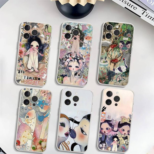 Aya Takano Japanische Maler Handyhülle für Apple iPhone 11 bis 17 Pro Max Mini, transparente Stoßfänger-Abdeckung in Multicolour - Bild 1